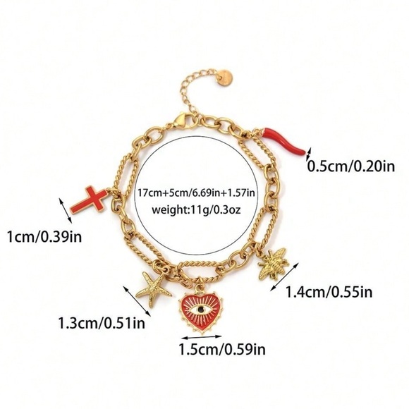 Anthropologie 18k Gold and chili Charm Bracelet - Picture 3 of 4